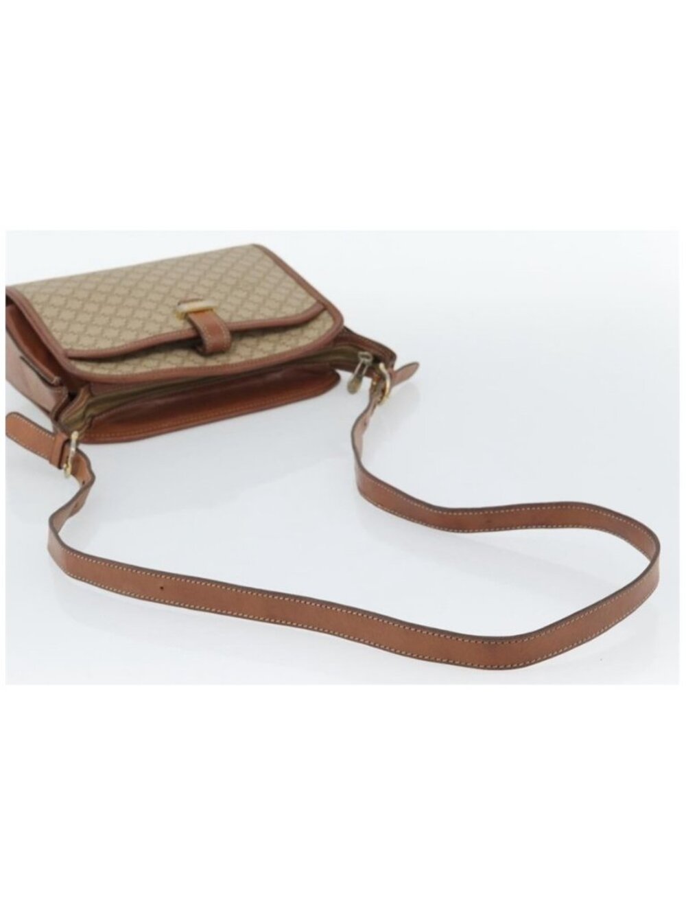 Authentic CELINE Macadam Canvas Shoulder Bag PVC Beige Gold - Picture 6 of 16